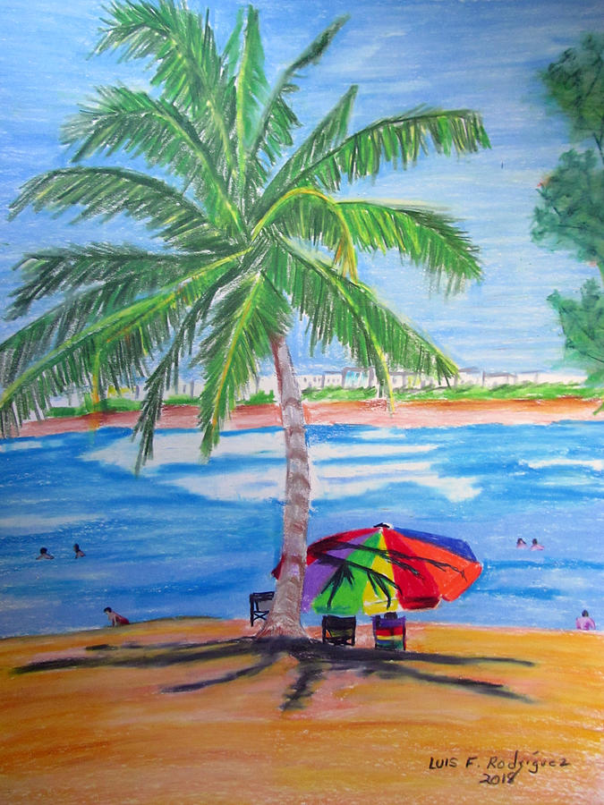 Swimming In Jobo Beach Painting by Luis F Rodriguez