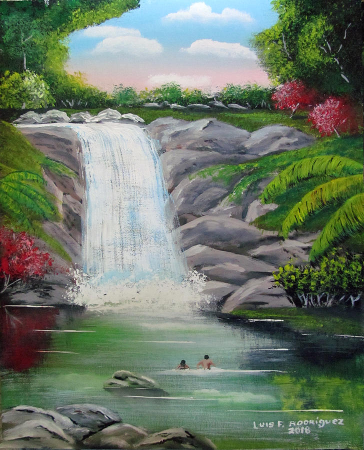 Swimming In Paradise Painting by Luis F Rodriguez