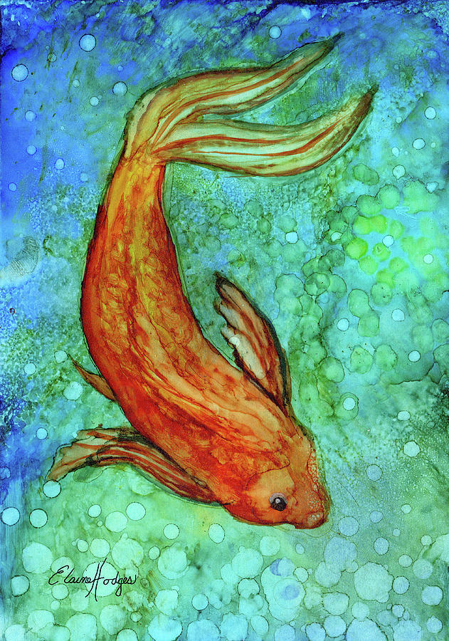 Swimming Koi Goldfish Painting