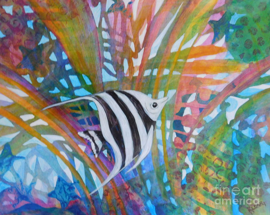 Swimming Solo Painting by Joan Clear