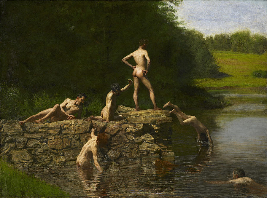 Swimming, The Swimming Hole Painting by Thomas Eakins