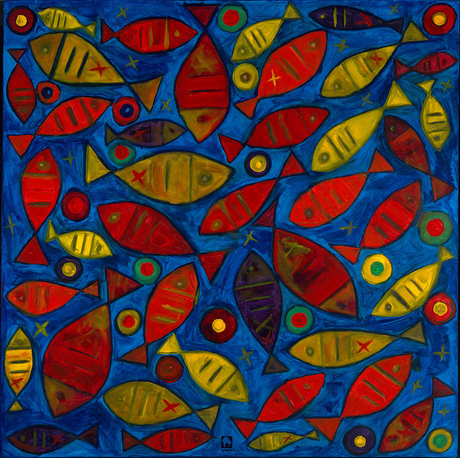 Swimming with the fishes Painting by Emeka Okoro