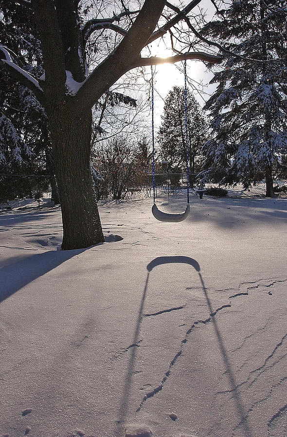 Swing shadow on Snow Photograph by Steve Somerville