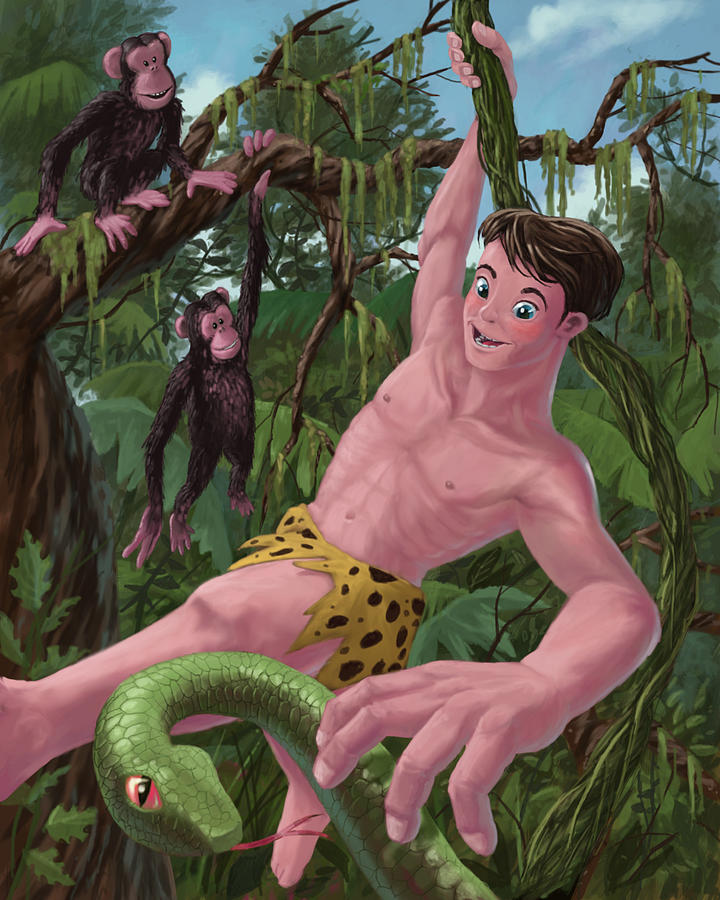 Swinging Boy Tarzan Painting by Martin Davey
