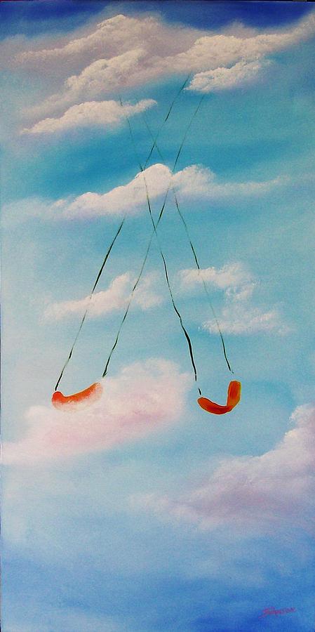 Swinging In The Clouds Painting by John Johnson