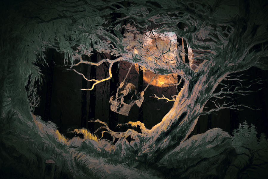 Swinging Through the Forest by Moonlight Digital Art by John Haldane