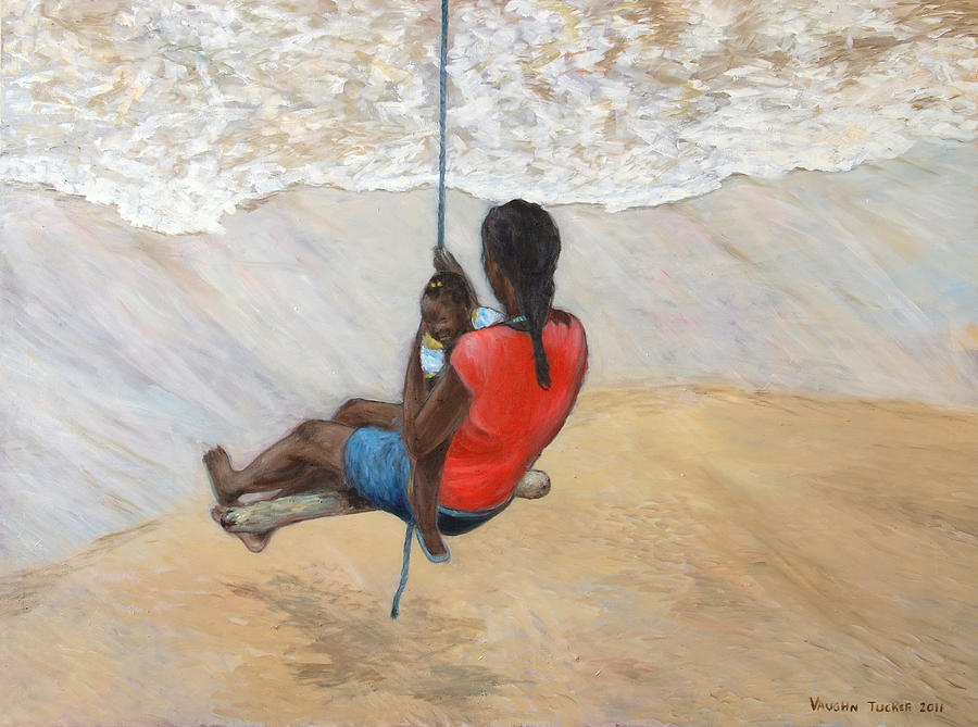 Mother And Child Painting - Swinging with mom by Vaughn Tucker