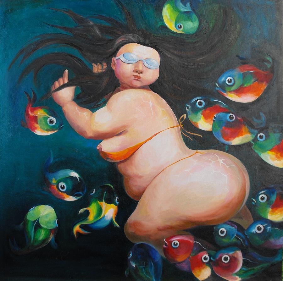 Swinin 2 Dreamin Mermaid Painting by L R B