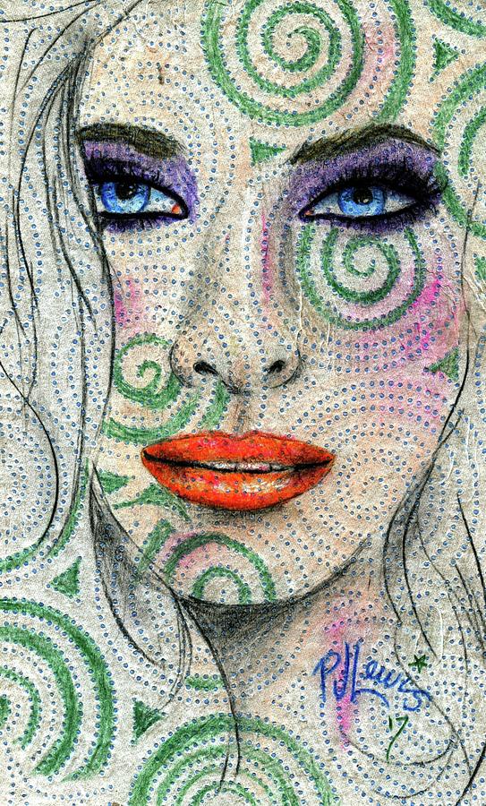 Portrait Drawing - Swirl Girl by PJ Lewis