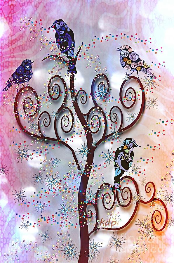 Swirl Rainbow Tree Digital Art by Kim Prowse
