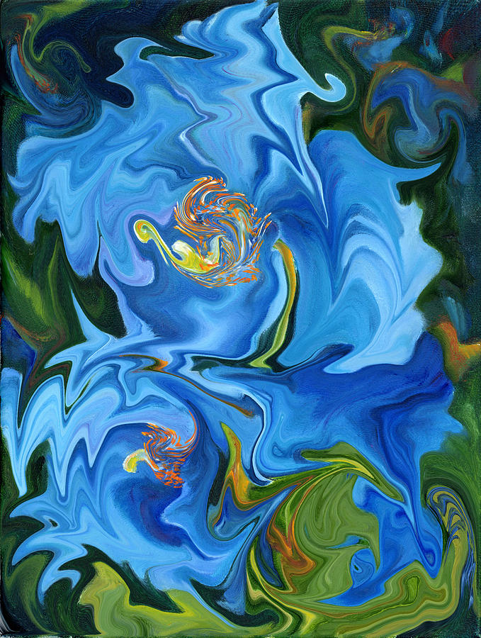 Swirled Blue Poppies Painting by Renate Wesley