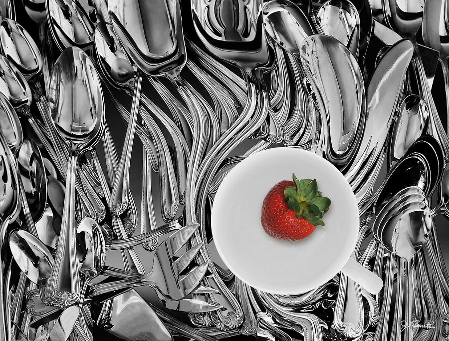 Swirled Flatware and Strawberry Photograph by Joe Bonita