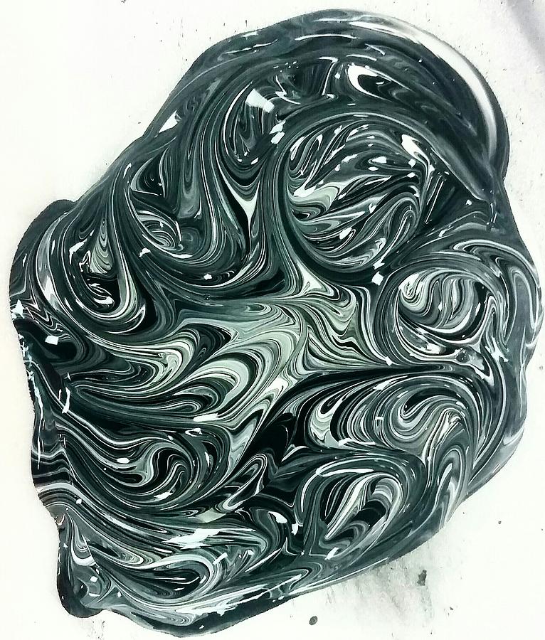 Swirling Black and White Painting by Vale Anoai