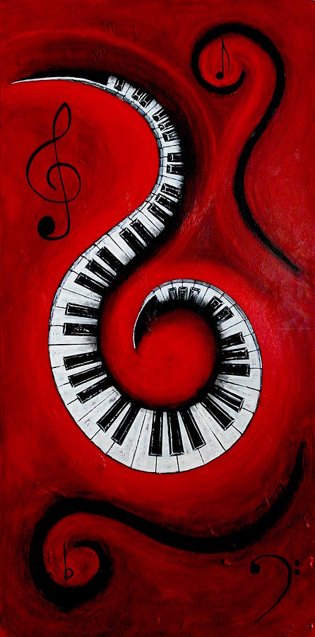 Swirling Piano Keys- Music In Motion Painting by Wayne Cantrell