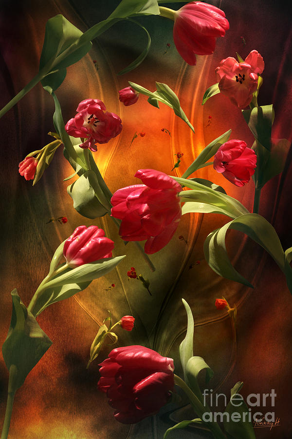 Swirling tulips Digital Art by Johnny Hildingsson