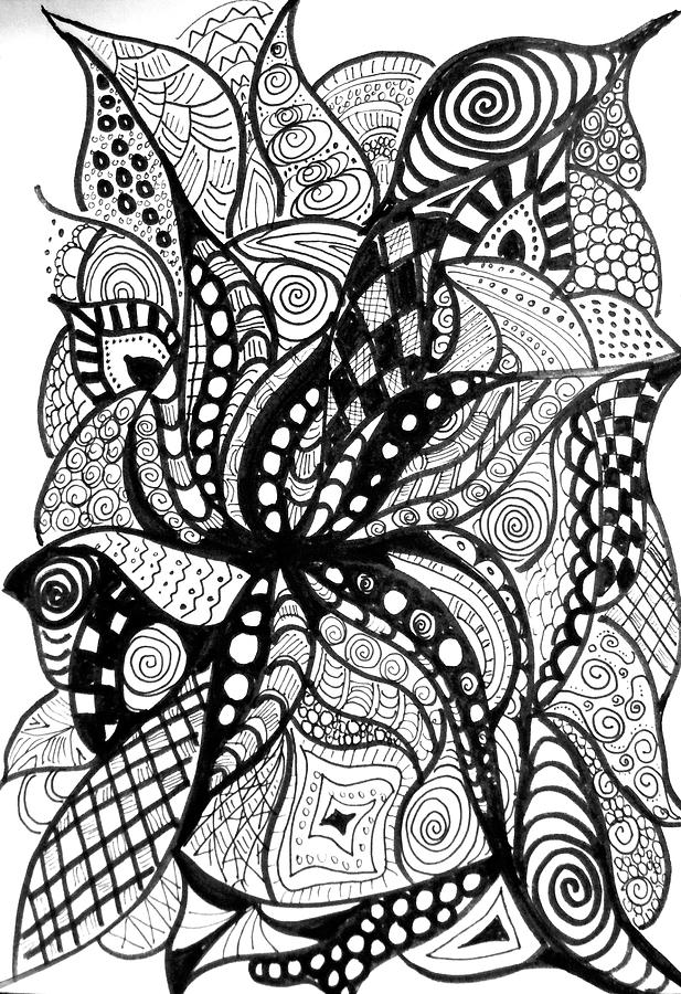 Swirls in Black and White 2 Drawing by Jewell McChesney - Fine Art America
