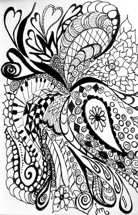 Swirls in Black and White 3 Drawing by Jewell McChesney - Fine Art America