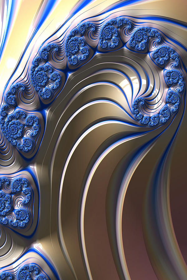 Swirly Blue Fractal Art Digital Art by Bonnie Bruno