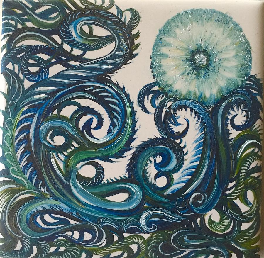 Swirly Painting - Swirly Dandelion by Karen Doyle Swirly Painting - Swirly Dandelion by Karen Doyle