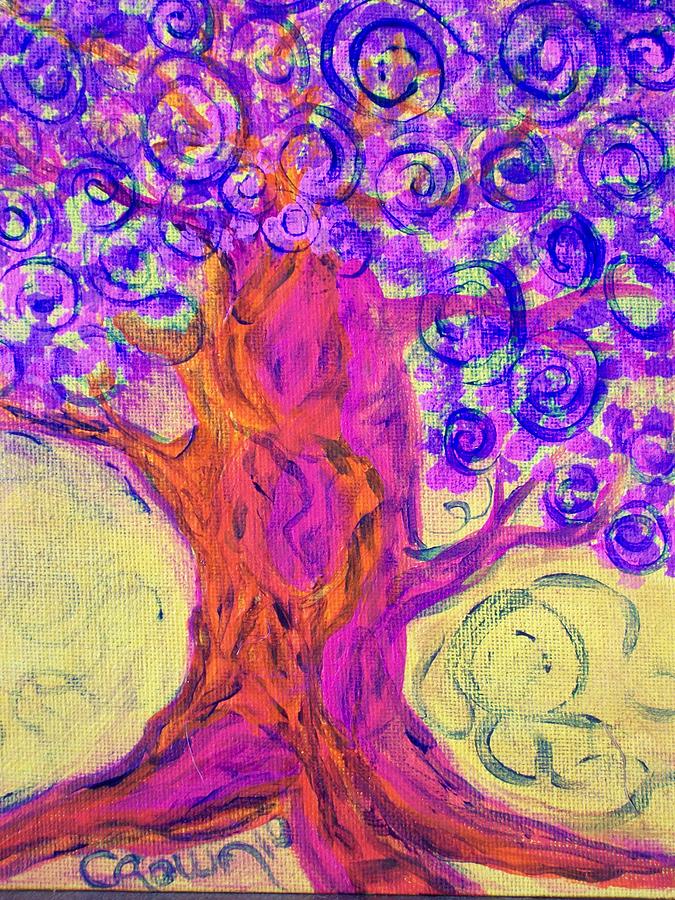 Abstract Painting - Swirly Tree by Laurette Escobar