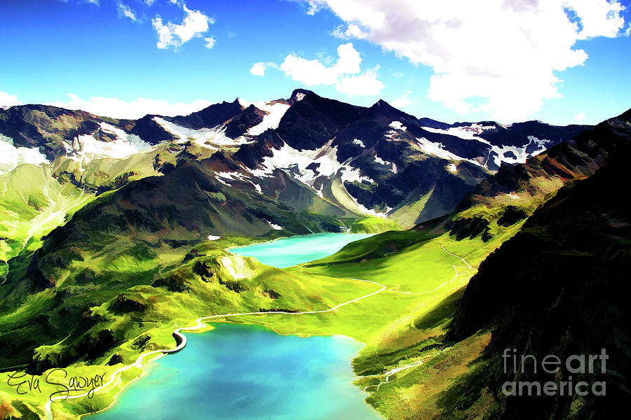 Mountain Painting - Swiss Alps by Eva Sawyer