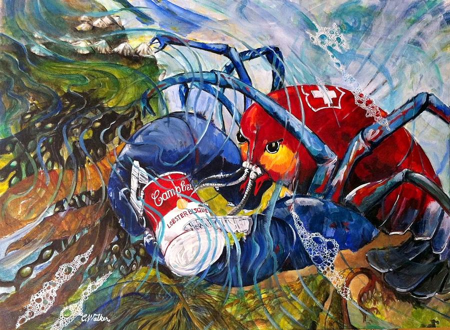 Swiss Army Lobster,  le Homard de lArmee Suisse Painting by Chris Walker