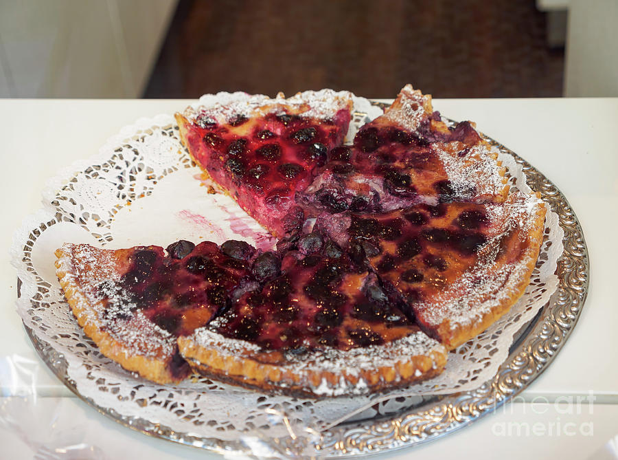 Swiss custard tart with sour cherries Photograph by Louise Heusinkveld