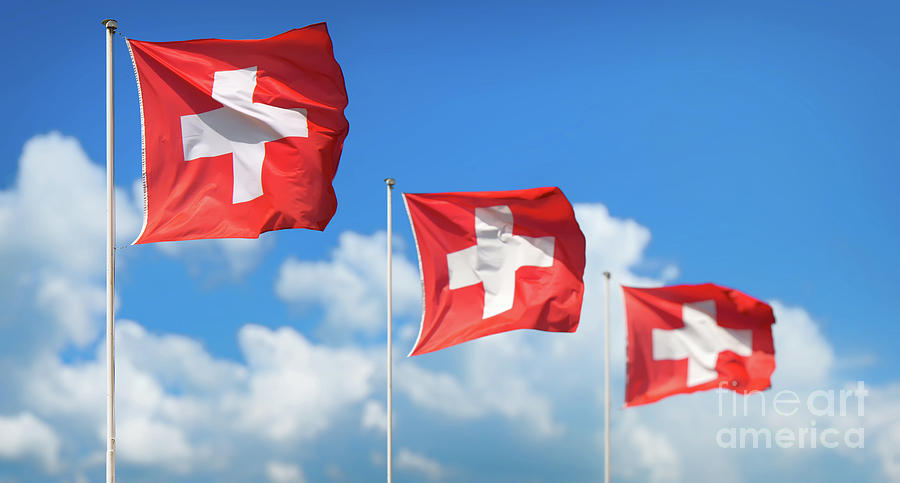 Swiss flags - Flags of Switzerland Photograph by JR Photography