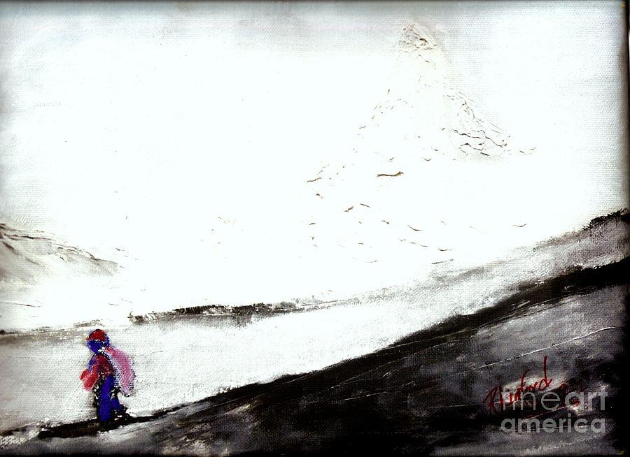 Swiss Matterhorn in Clouds 1 Painting by Richard W Linford