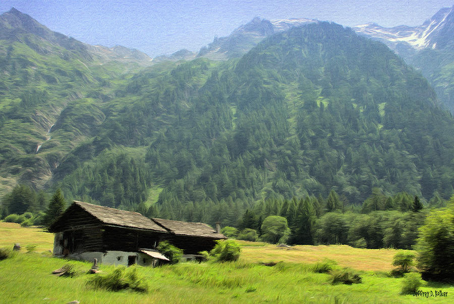 Swiss Mountain Home Painting by Jeffrey Kolker