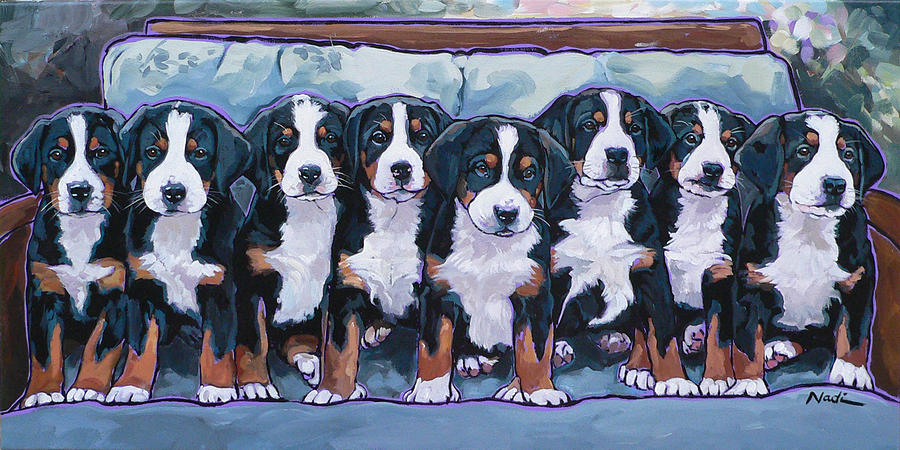 Swissie Pups Painting by Nadi Spencer