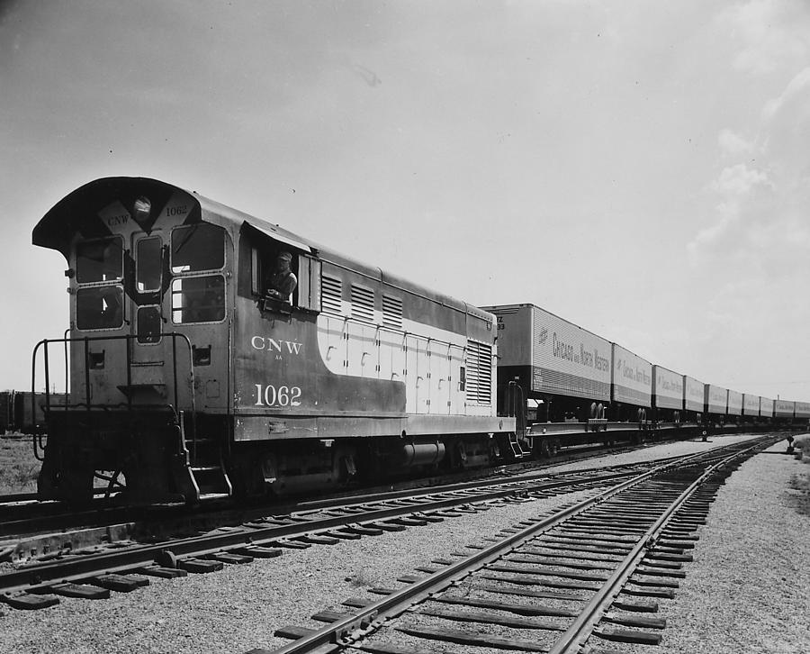 Truck Photograph - Switching Piggy Back Cars  by Chicago and North Western Historical Society