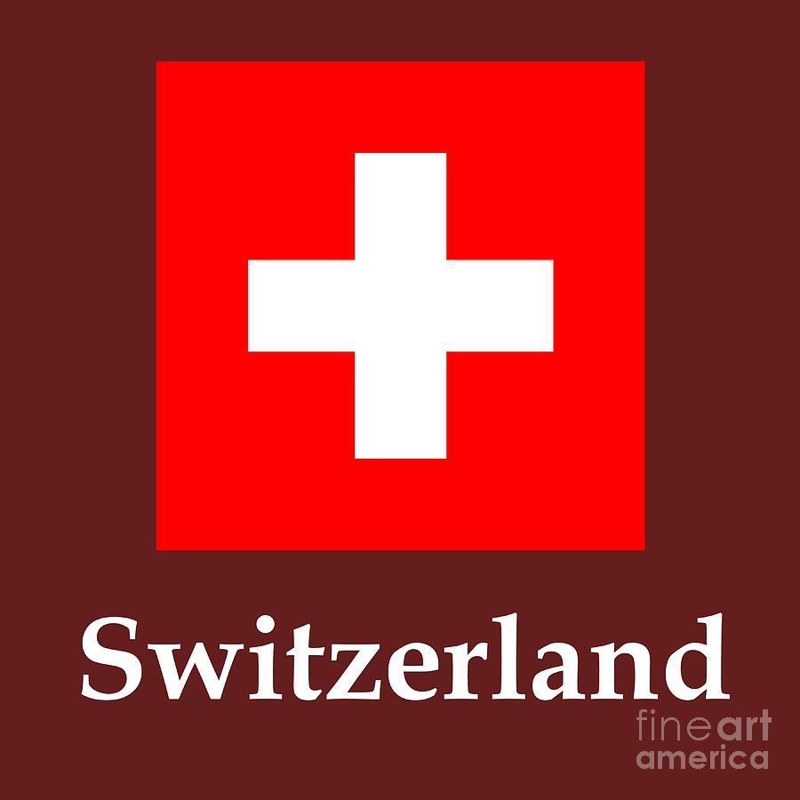 Flag Digital Art - Switzerland Flag And Name by Frederick Holiday