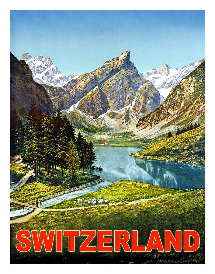Switzerland, scenery, travel poster Painting by Long Shot