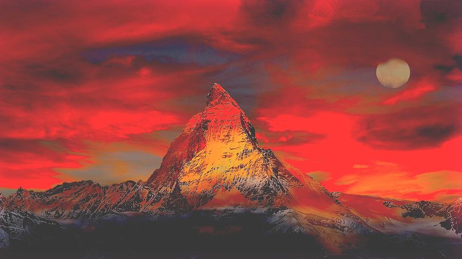 Switzerland Zermatt Mountains In Winter Snow 3 Painting by Celestial Images
