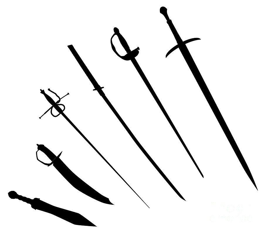 Crossed Swords Silhouette Digital Art by Bigalbaloo Stock - Pixels