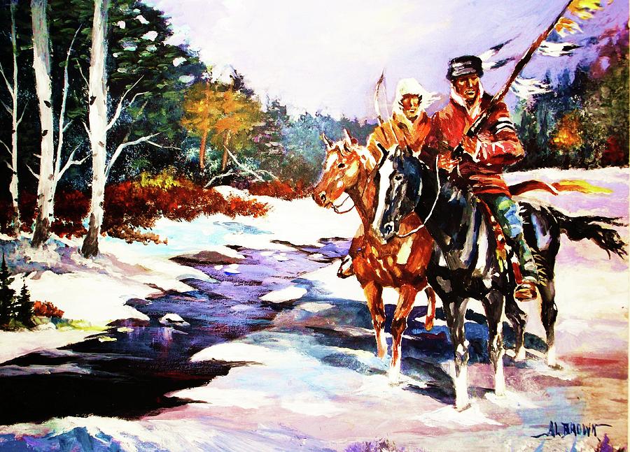 Snowbound Hunters Painting by Al Brown