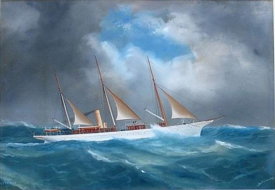 Marine Painting - S.Y. Thistle in a Gale by Antonio Desimone