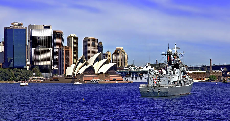 Chinese Navy Ship Photograph - Sydney  And Chinese Navy Ship by Miroslava Jurcik
