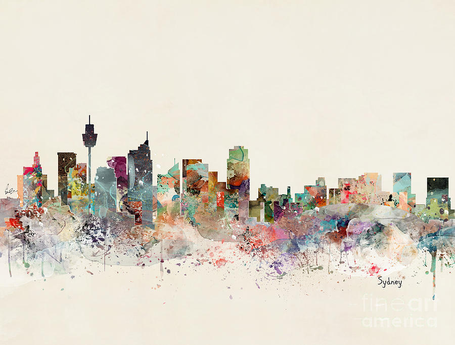 Sydney Australia Skyline Painting by Bri Buckley