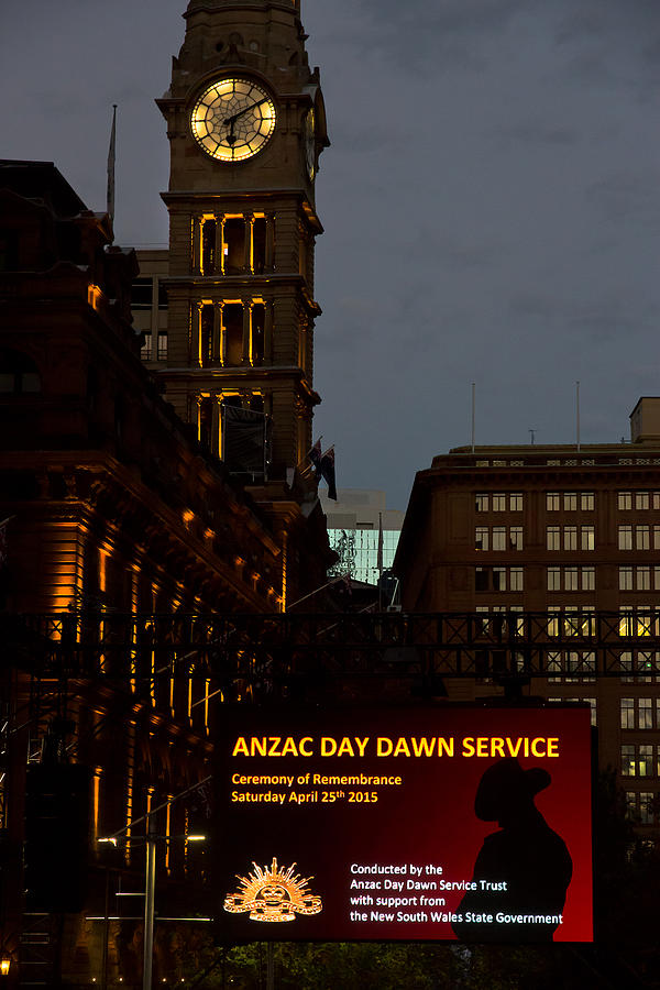 Clock Photograph - Sydney Clock On Anzac Day At Dawn by Miroslava Jurcik
