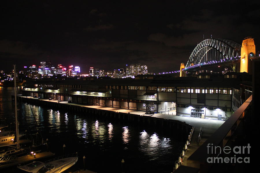 Sydney Harbor at Night Photograph by Bev Conover