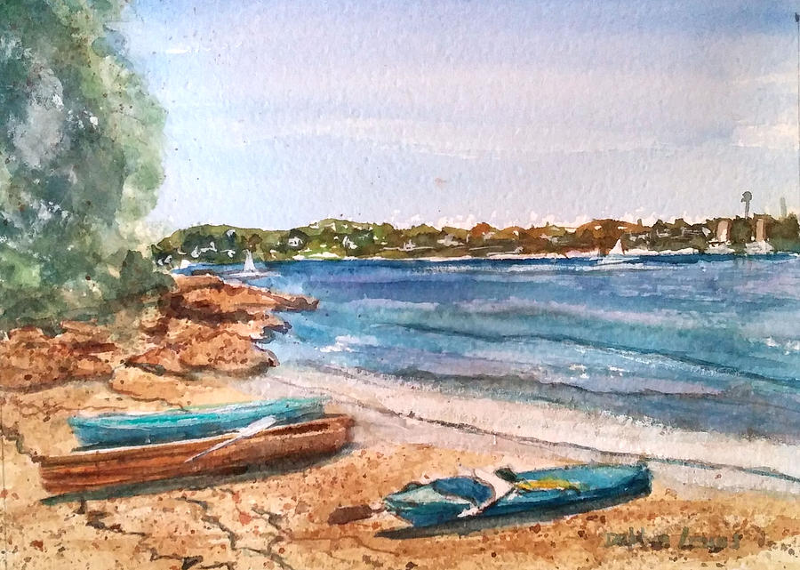 Sydney Harbor with Rowboats Painting by Debbie Lewis