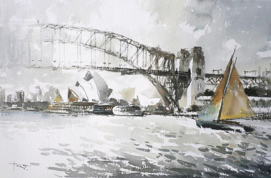 Sydney harbour 6 Painting by Tony Belobrajdic
