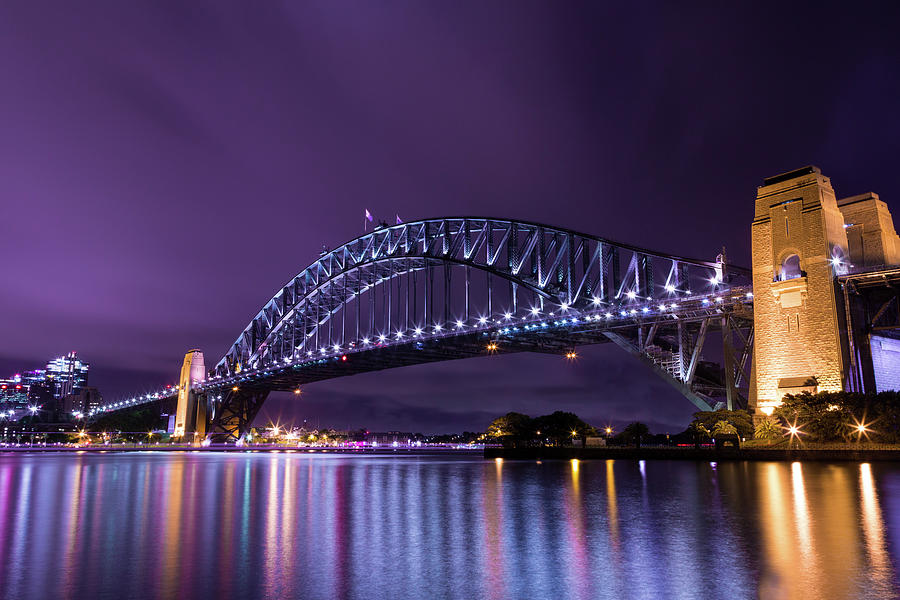 Sydney Harbour Bridge in Purple Photograph by John Daly