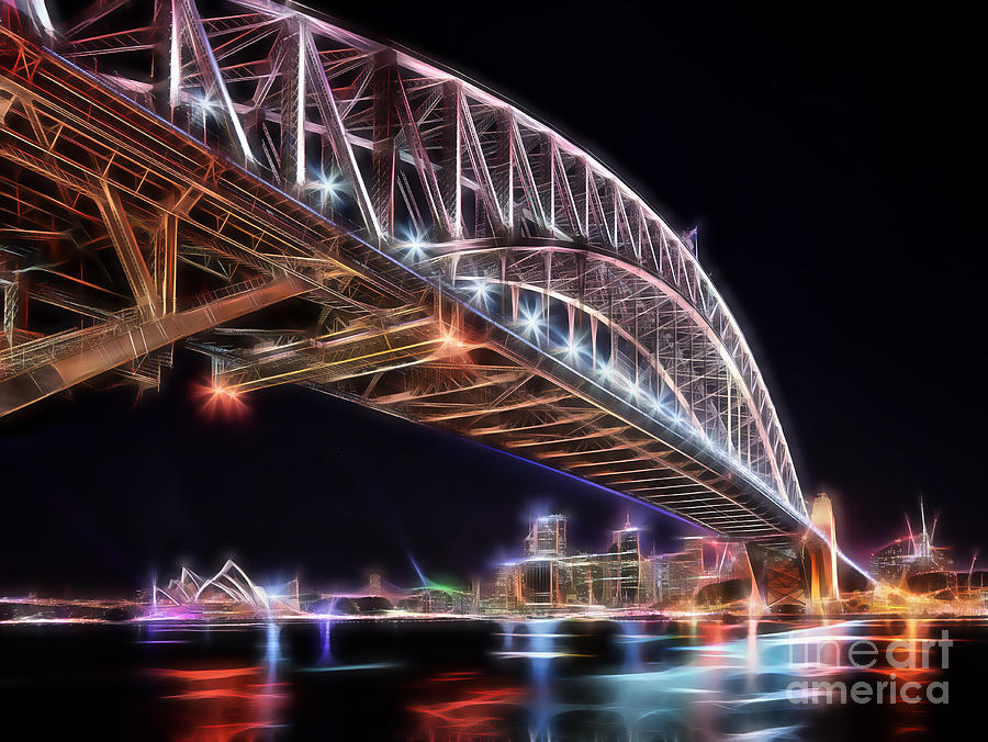 City Scene Mixed Media - Sydney Harbour Bridge by Marvin Blaine