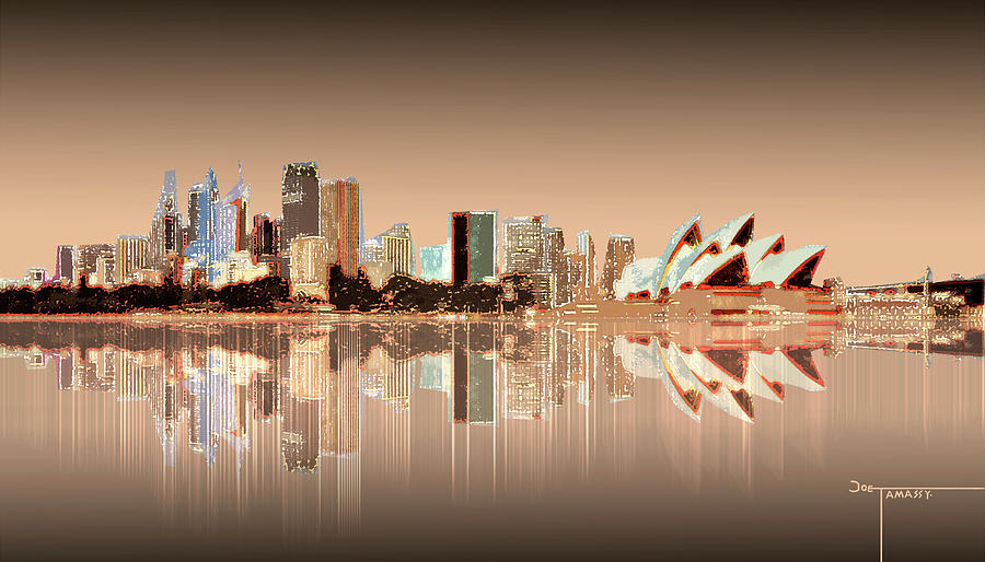 Sydney Harbour Opera House Reflections Digital Art by Joe Tamassy