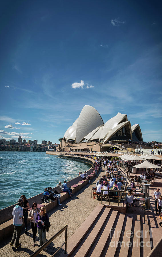 Sydney Opera House And Harbour Promenade Outdoor Cafes In Austra Photograph by JM Travel Photography