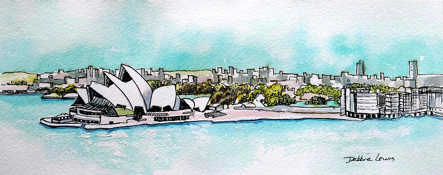 Sydney Opera House and Skyline Painting by Debbie Lewis