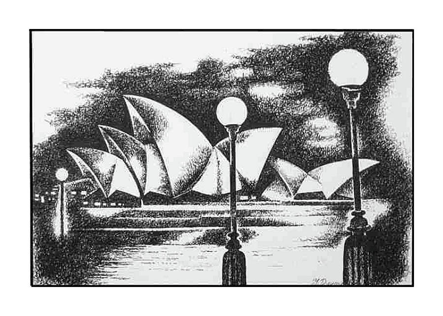 Boat Drawing - Sydney Opera House II by Yelena Revis